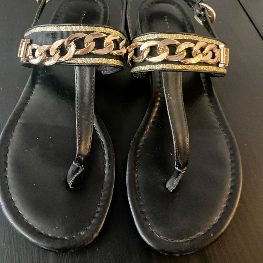 Black & Gold Tommy Hilfiger Sandals